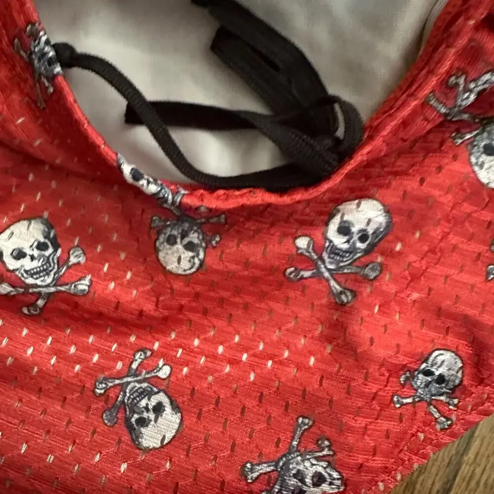 TYR Red White Skull Drawstring Swimming Trunks Size 30 Summer Beachwear
